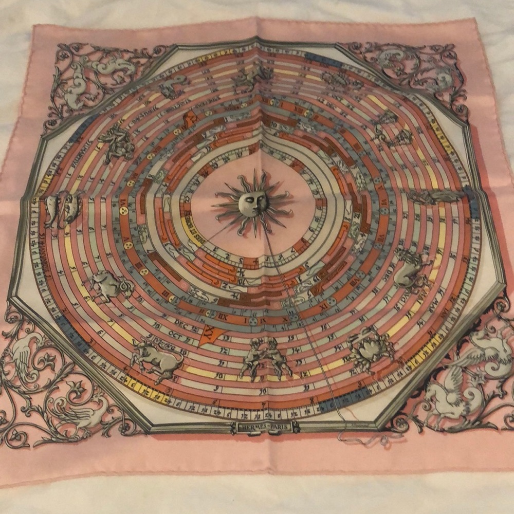 Jackie O HERMES Silk Scarf F. Faconnet Sun Dial